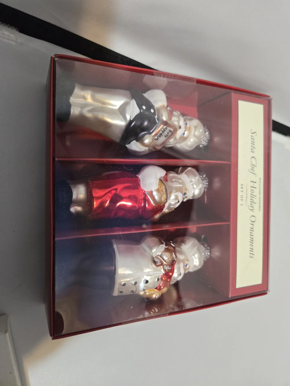 Williams Sonoma Santa Chef Ornaments - Red, White, Black